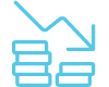 Icon of three boxes and a downward trend line