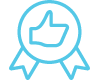 Icon of a ribbon with a thumbs up