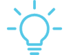 Icon of a lightbulb with shine lines reaching outward